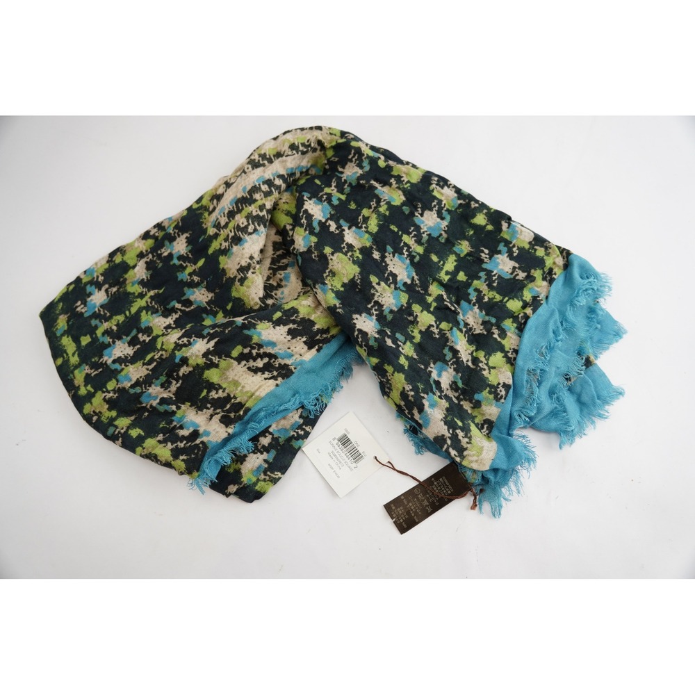 Coach Bonnie Boucle Square Scarf Womens OS Blue Plaid Silk‎ Blend NWT